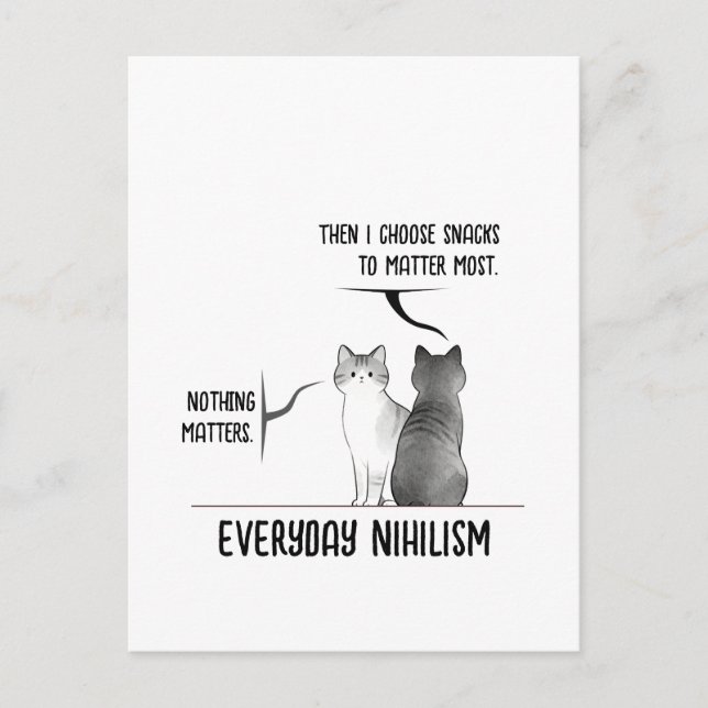Carte Postale Chat d'humour noir Nihilisme quotidien Citation In (Devant)