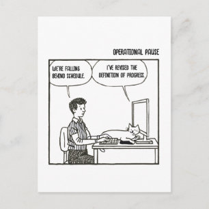Carte Postale Chat drôle humour de travail de bureau cartoon d'e