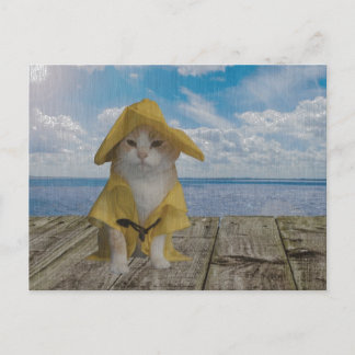Carte Postale Chat drôle/Kitty en lickr jaune