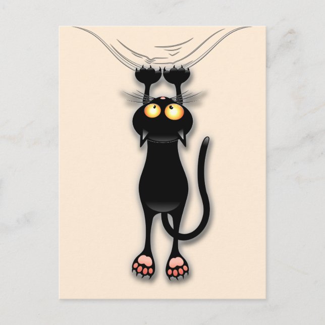 Carte Postale Chat drôle Personnage Grattant Tissu (Devant)