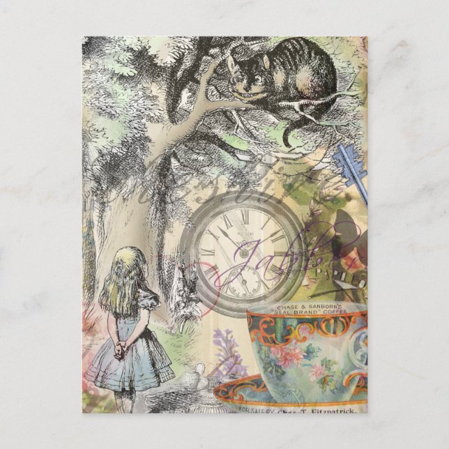 Carte Postale Chat du Cheshire Alice au Pays des Merveilles Clas (Devant)