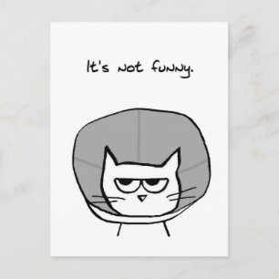 Carte Postale Chat en colère et le cône de la honte