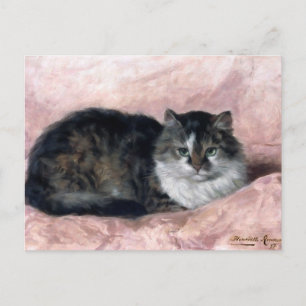 Carte Postale Chat en rose Coussin par Henriëtte Ronner-Knip
