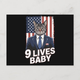 Carte Postale Chat en suite avec Trump cheveux American Flag 9 v
