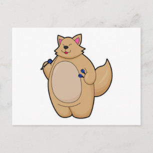 Carte Postale Chat en tant que joueur de fléchettes avec des flé
