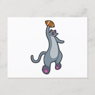 Carte Postale Chat en tant que joueur de football avec ballon de