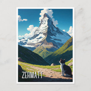 Carte Postale Chat en Zermatt Suisse Matterhorn