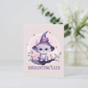 Carte Postale Chat Enchantant - Chat Pastel Purple Witch Cute
