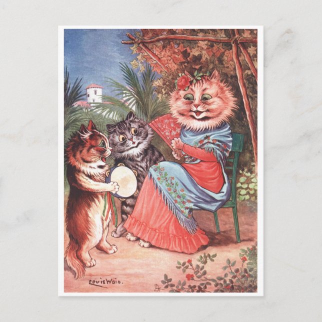 Carte Postale Chat espagnol par Louis Wain (Devant)