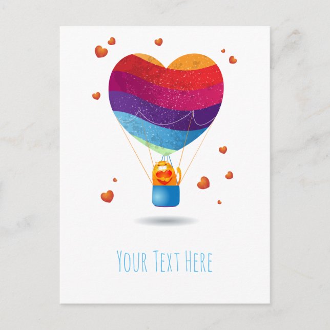 Carte postale Chat et Ballon d'amour (Devant)