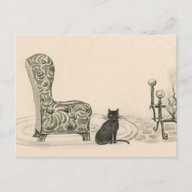 Carte Postale Chat et chaire de 1921 livre (Devant)