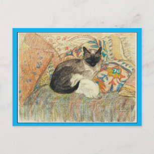 Carte Postale Chat et chaton siamois, Art de Steinlen, Art