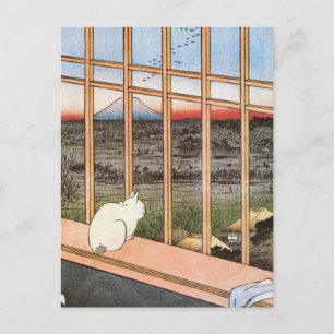 Carte Postale Chat et Mont Fuji, Hiroshige