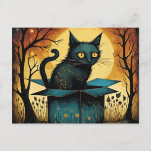 Carte Postale Chat Et Pleine lune Noir Halloween