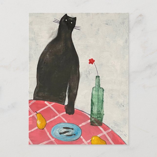 Carte Postale Chat et poisson (Devant)