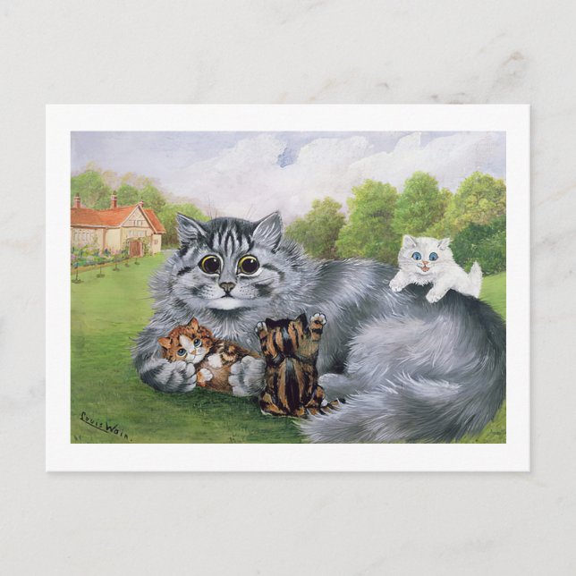 Carte Postale Chat et ses chatons, Louis Wain (Devant)