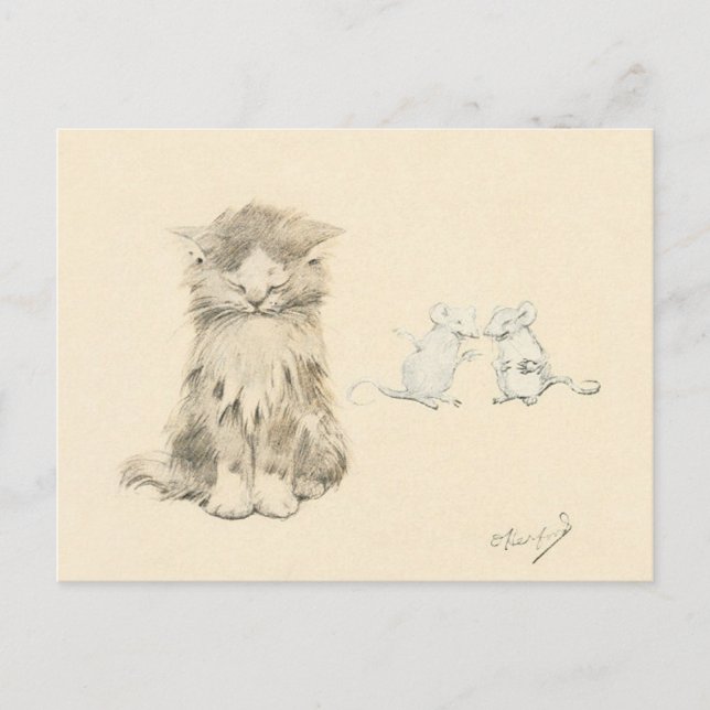 Carte Postale Chat et souris (Devant)