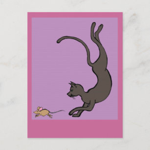 Carte Postale chat et souris