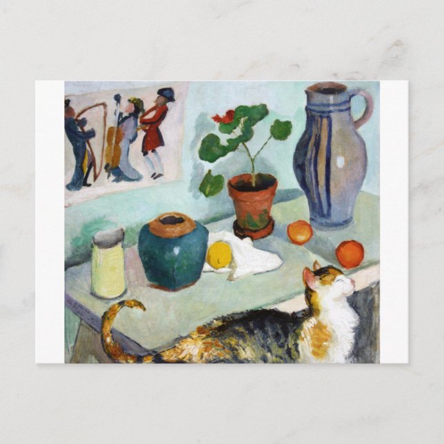 Carte Postale Chat et vie morte, August Macke (Devant)