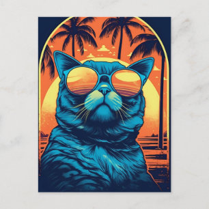 Carte Postale Chat Exotique Shorthair avec lunettes de soleil à