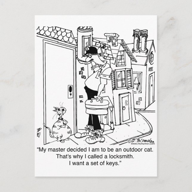 Carte Postale Chat extérieur a besoin de clés (Devant)