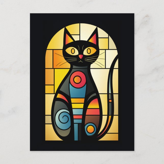 Carte Postale Chat Faux en Verre (Devant)