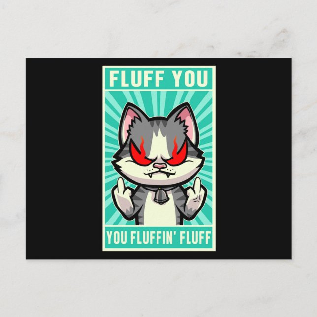 Carte Postale Chat Fluff You Middle Finger Kitten Kitty Animal c (Devant)