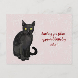 Carte Postale Chat fond floral