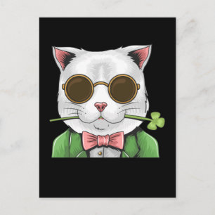 Carte Postale Chat gentleman Shamrock Hommes Femmes Fête de la S