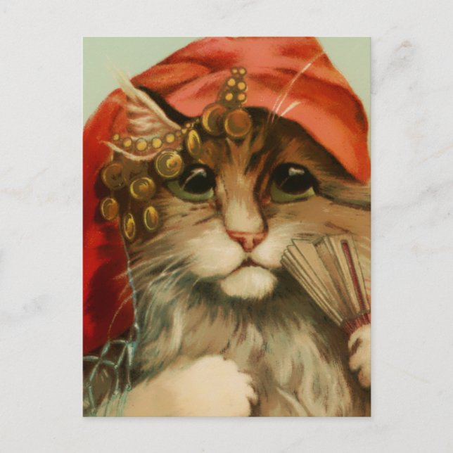 Carte Postale Chat gitan avec éventail et foulard par Maurice Bo (Devant)