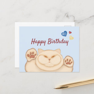 Carte Postale Chat gras Joyeux Anniversaire