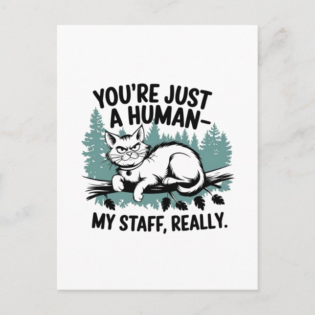 Carte Postale Chat Grumpy - 'Vous êtes juste un humain, mon pers (Devant)