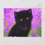 Carte Postale Chat Gustav Klimt<br><div class="desc">Carte postale avec un chat Gustav Klimt ! Ce chaton moelleux se trouve dans un champ vert de fleurs violettes. Un cadeau parfait pour les amateurs d'art amoureux des chats et autrichiens !</div>