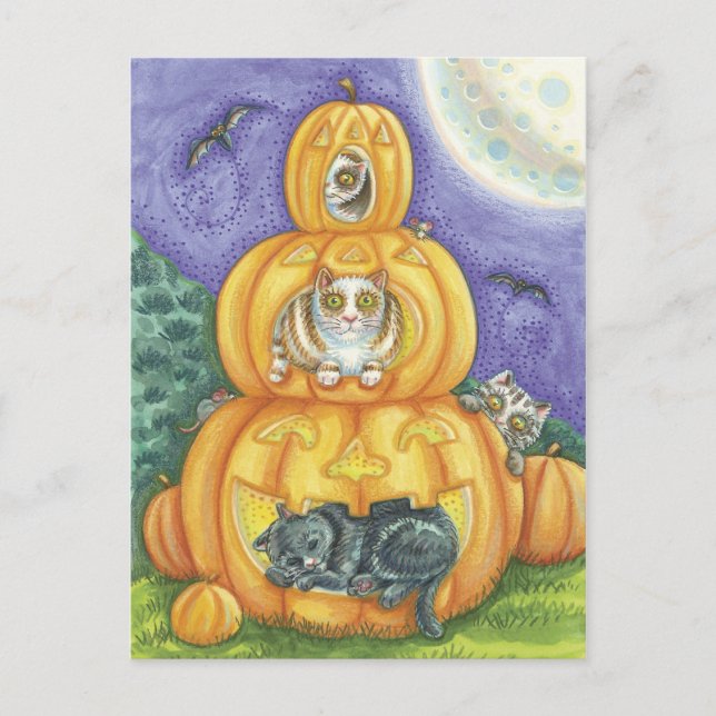 Carte postale Chat Halloween (Devant)