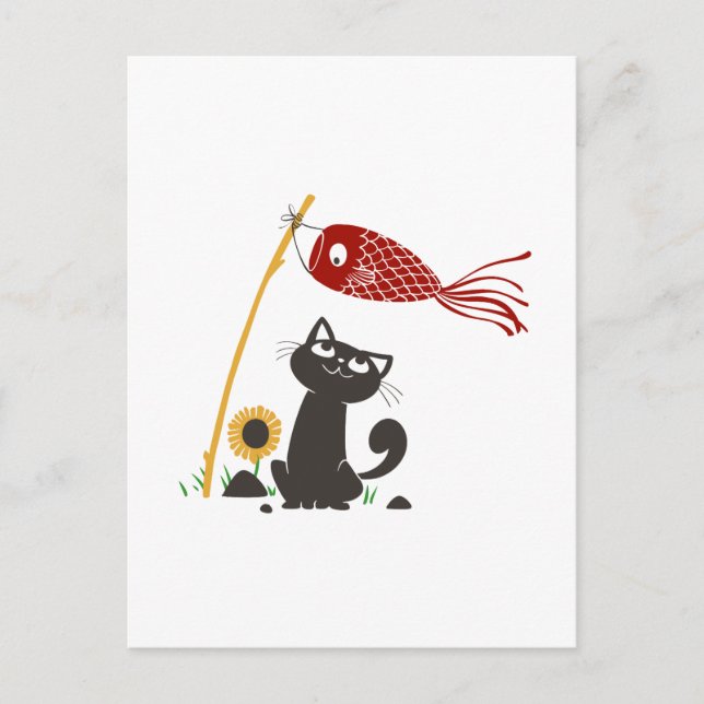 Carte Postale Chat heureux - Choisir la couleur arrière - plan (Devant)