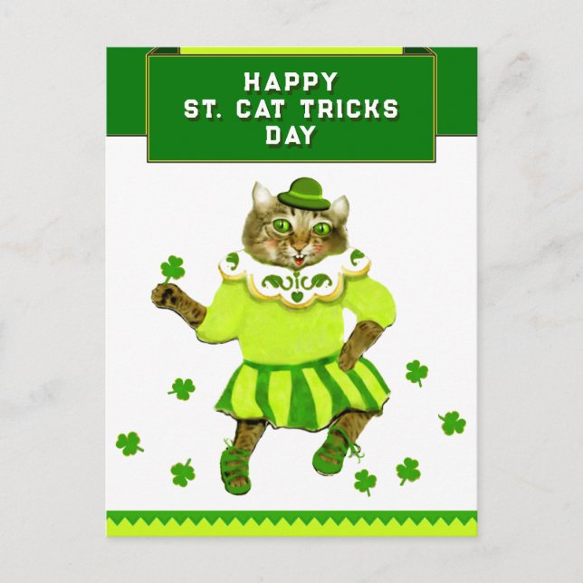 Carte Postale Chat irlandais drôle en jig (Devant)