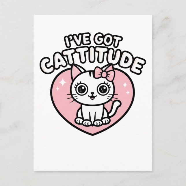 Carte Postale Chat J'ai une attitude (Devant)