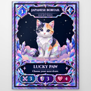 Carte Postale Chat Japonais à Queue Courte, Art en Feuille de Pl
