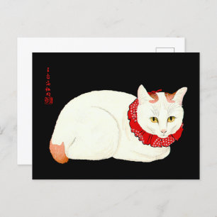 Carte Postale Chat japonais blanc et gingembre