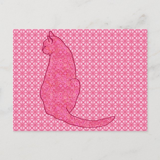 Carte Postale Chat japonais - Fuchsia Pink Batik (Devant)