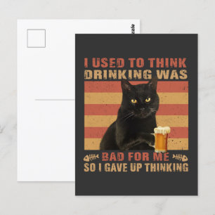 Carte Postale Chat Je Pensais Que Boire Était Mauvais Chat Noir 
