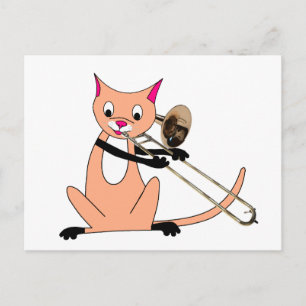 Carte Postale Chat Jouer le Trombone