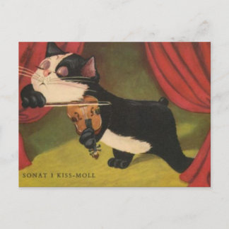 Carte Postale Chat Jouer Sonet Sur Violon De 1909 PC