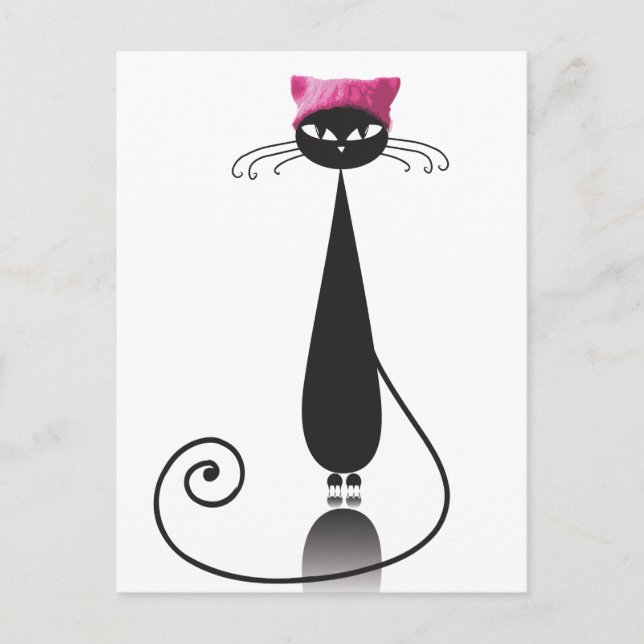 Carte Postale Chat Kitty Casquette rose (Devant)