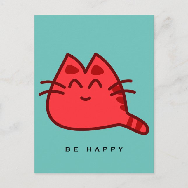 Carte Postale Chat Kitty souriant rouge (Devant)