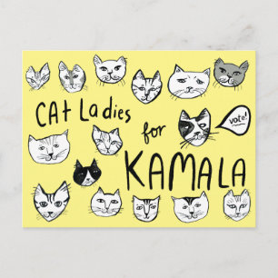 Carte Postale CHAT LADIES pour l'élection de KAMALA Cute VOTE