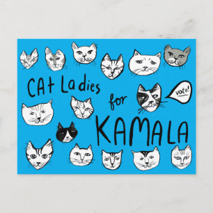 Carte Postale CHAT LADIES pour l'élection de KAMALA Cute VOTE