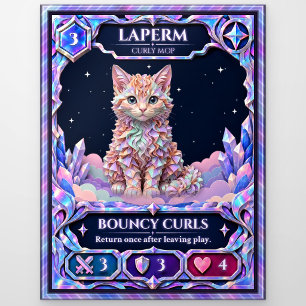 Carte Postale Chat LaPerm, Art en feuille de couleur arc-en-ciel