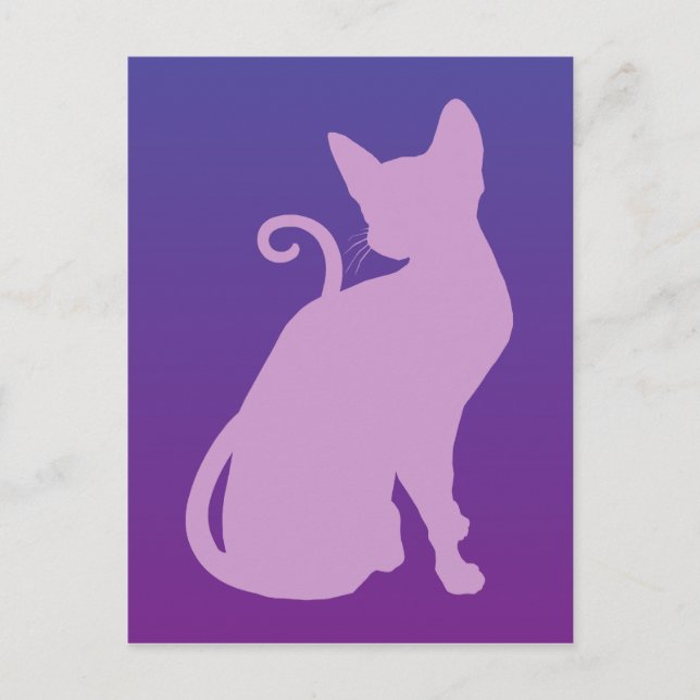 Carte Postale Chat Lilas sur Fond Violet (Devant)
