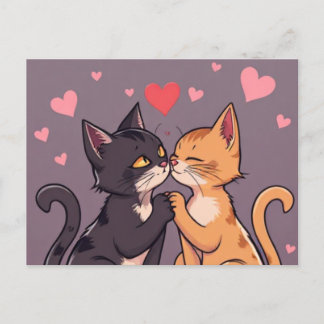 Carte Postale Chat Love Valentine's Day